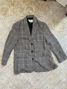 Promesa Black and White Houndstooth Blazer with Red Windowpane